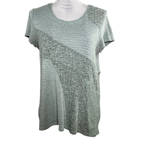 New Directions Green Short Sleeve Knit Sweater Top L – Fall Casual - Picture 1 of 11